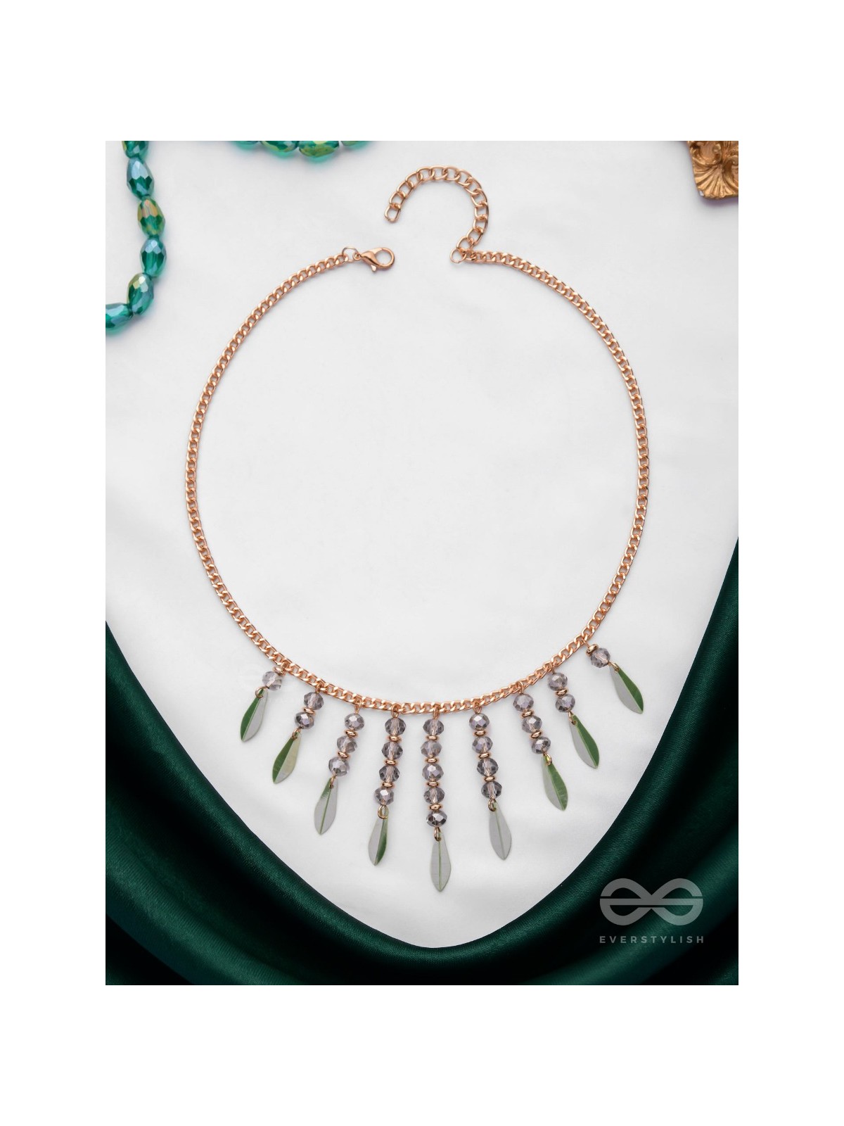 The Alluring Autumn- Golden Embellished Necklace With Anti-Tarnish Coating 