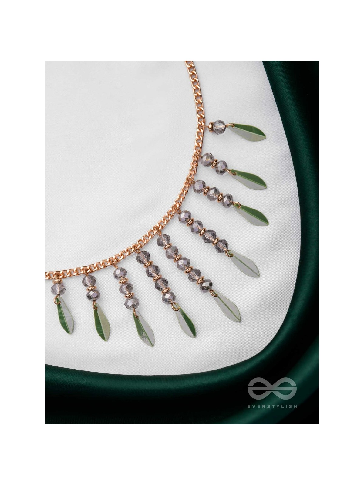 The Alluring Autumn- Golden Embellished Necklace With Anti-Tarnish Coating 