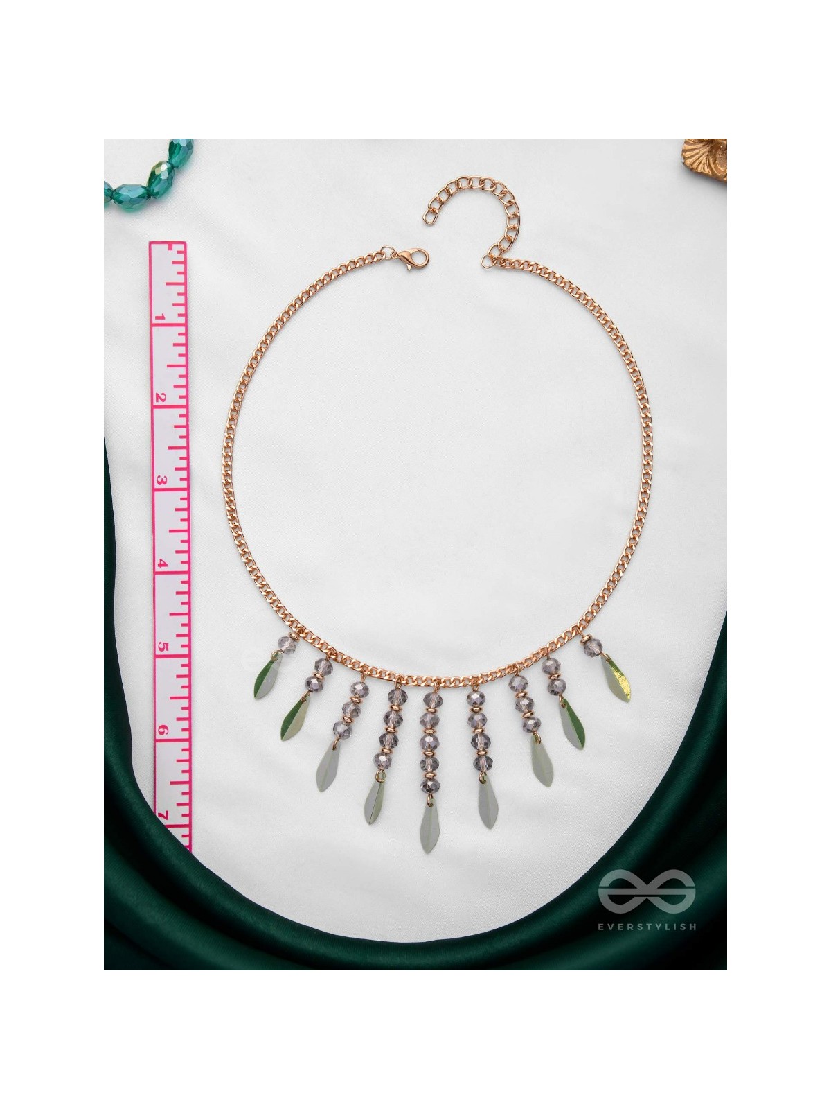 The Alluring Autumn- Golden Embellished Necklace With Anti-Tarnish Coating 