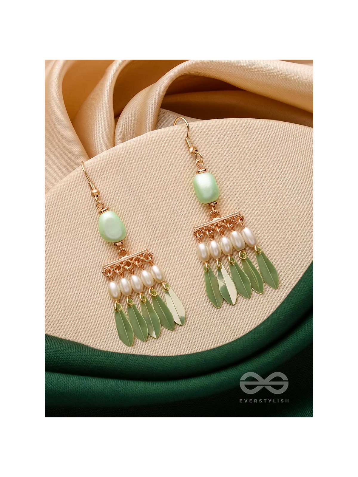 The Fancy Fern- Golden Pearl Earrings