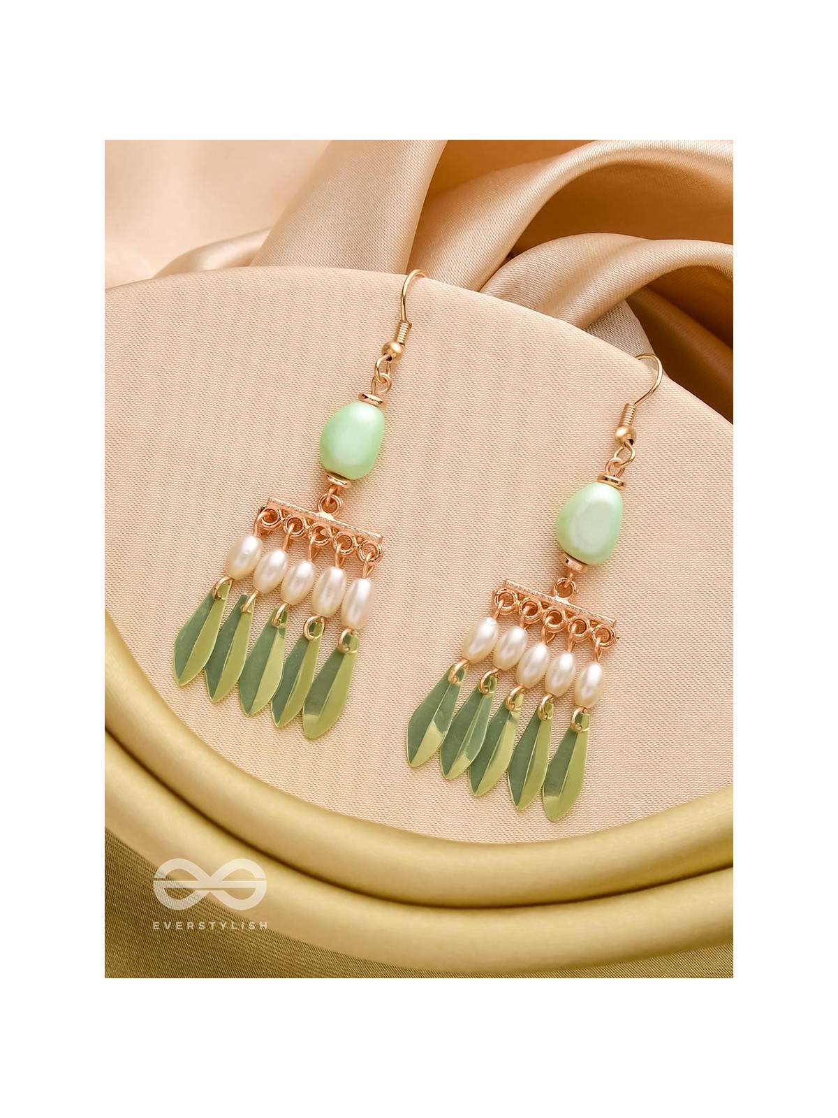 The Fancy Fern- Golden Pearl Earrings