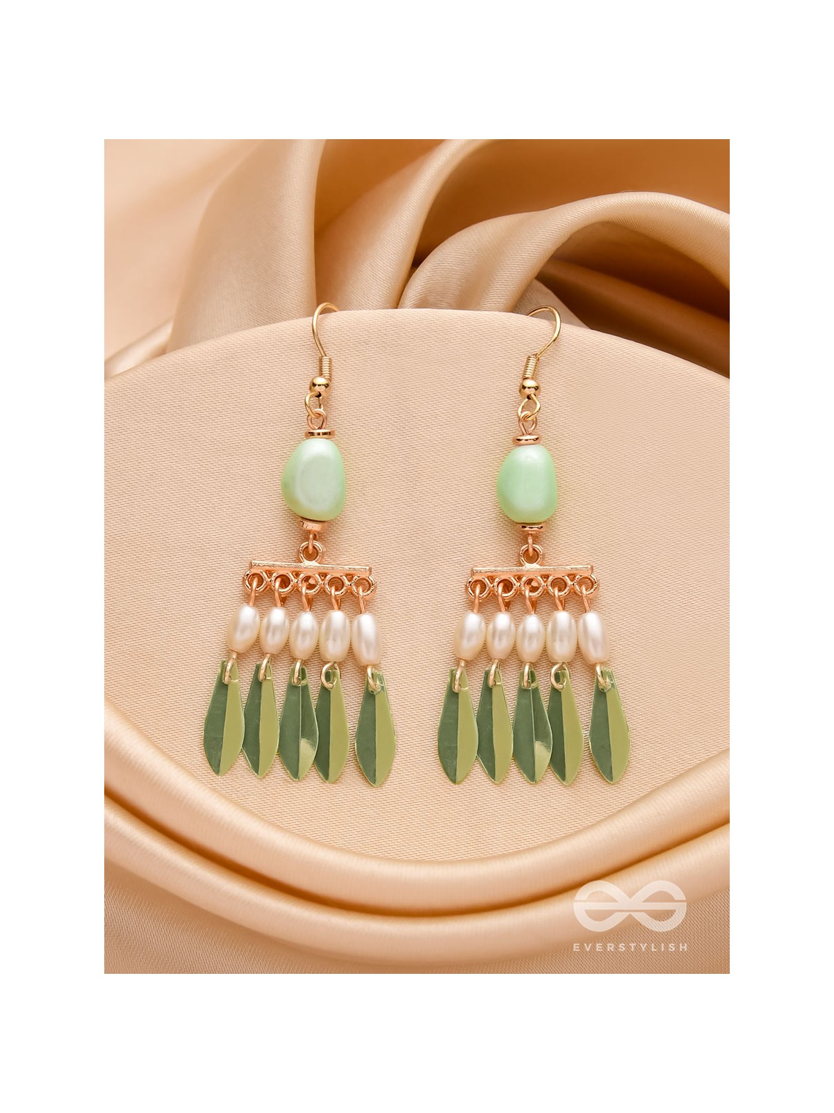 The Fancy Fern- Golden Pearl Earrings