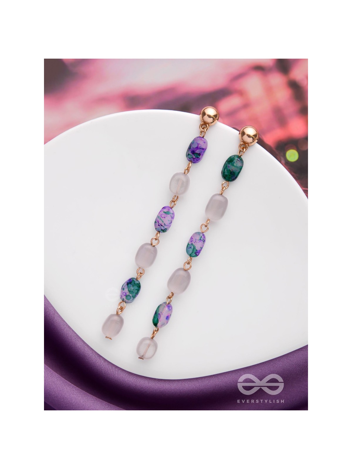 The Rollin' Stones- Golden Embellished Earrings