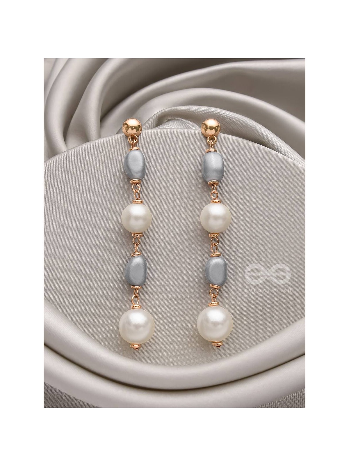 The Twilight Charm- Golden Pearl Earrings