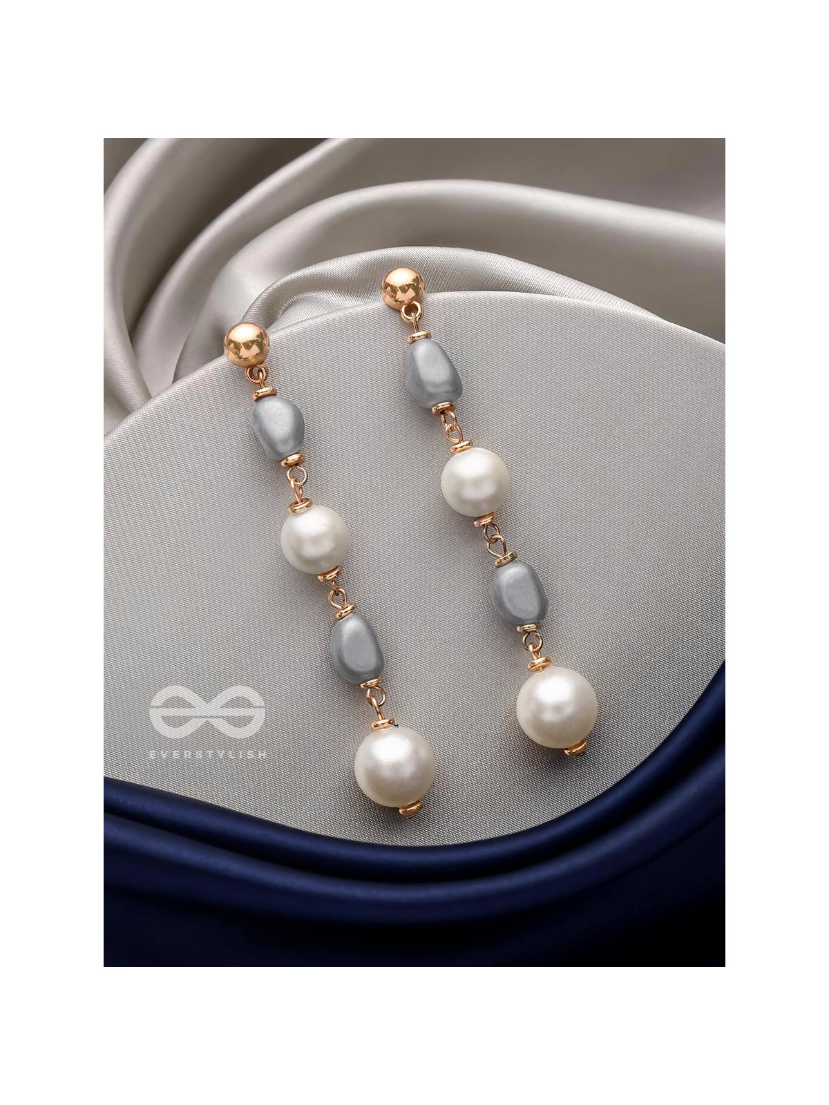 The Twilight Charm- Golden Pearl Earrings