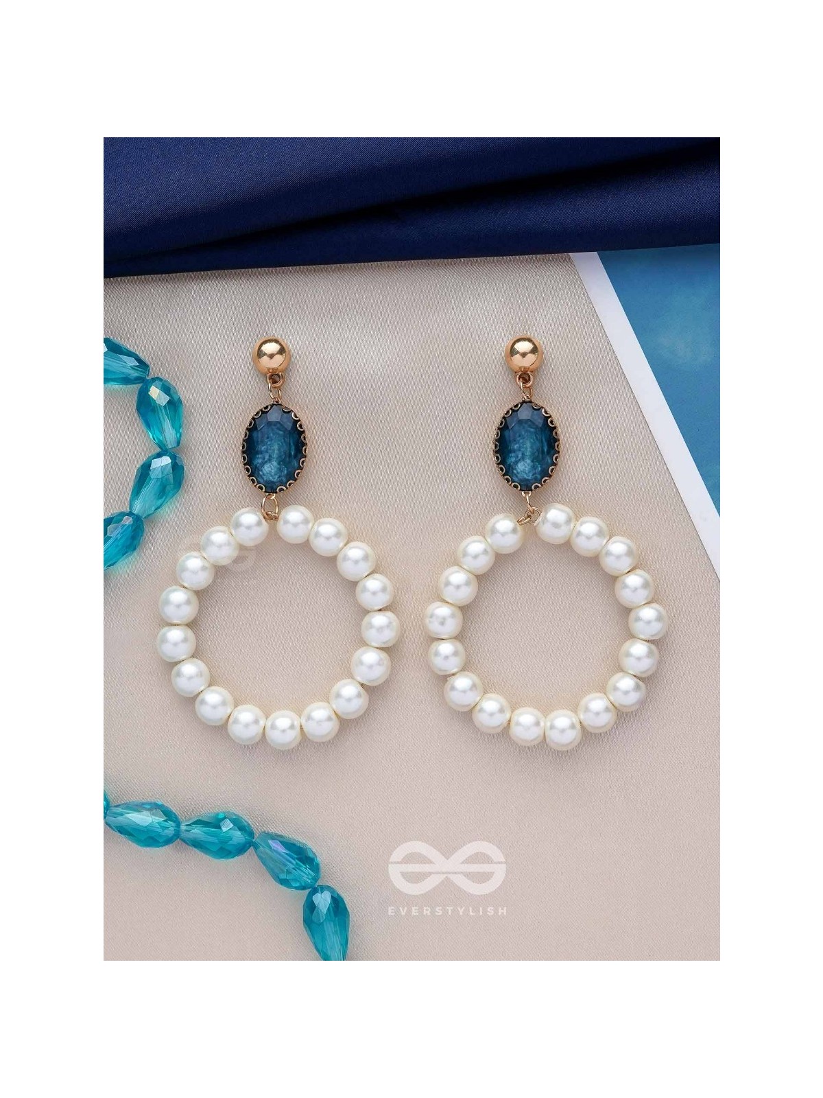 The Misty Moon- Golden Pearl Earrings