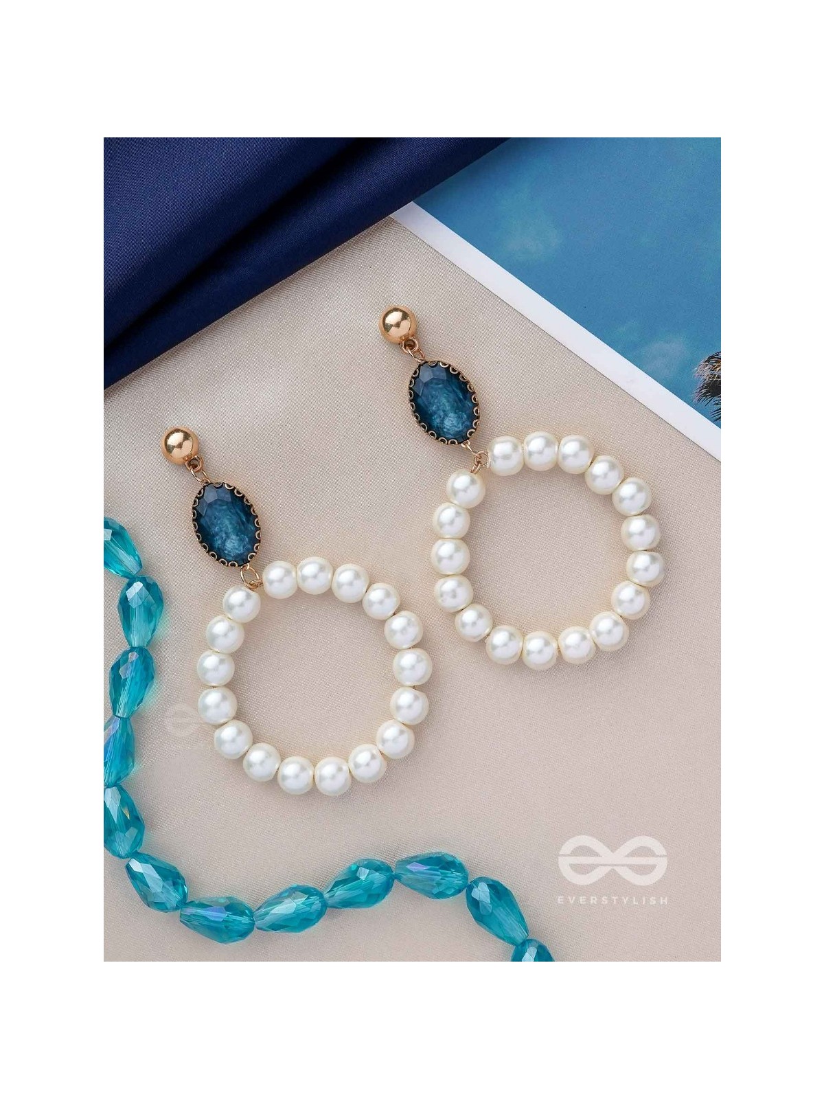 The Misty Moon- Golden Pearl Earrings