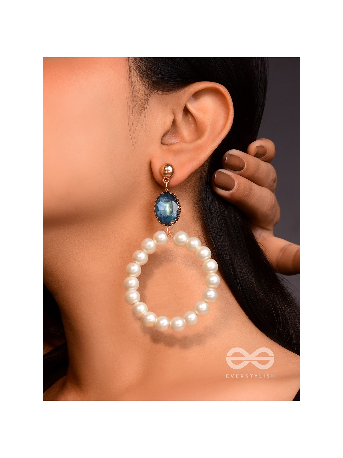The Misty Moon- Golden Pearl Earrings