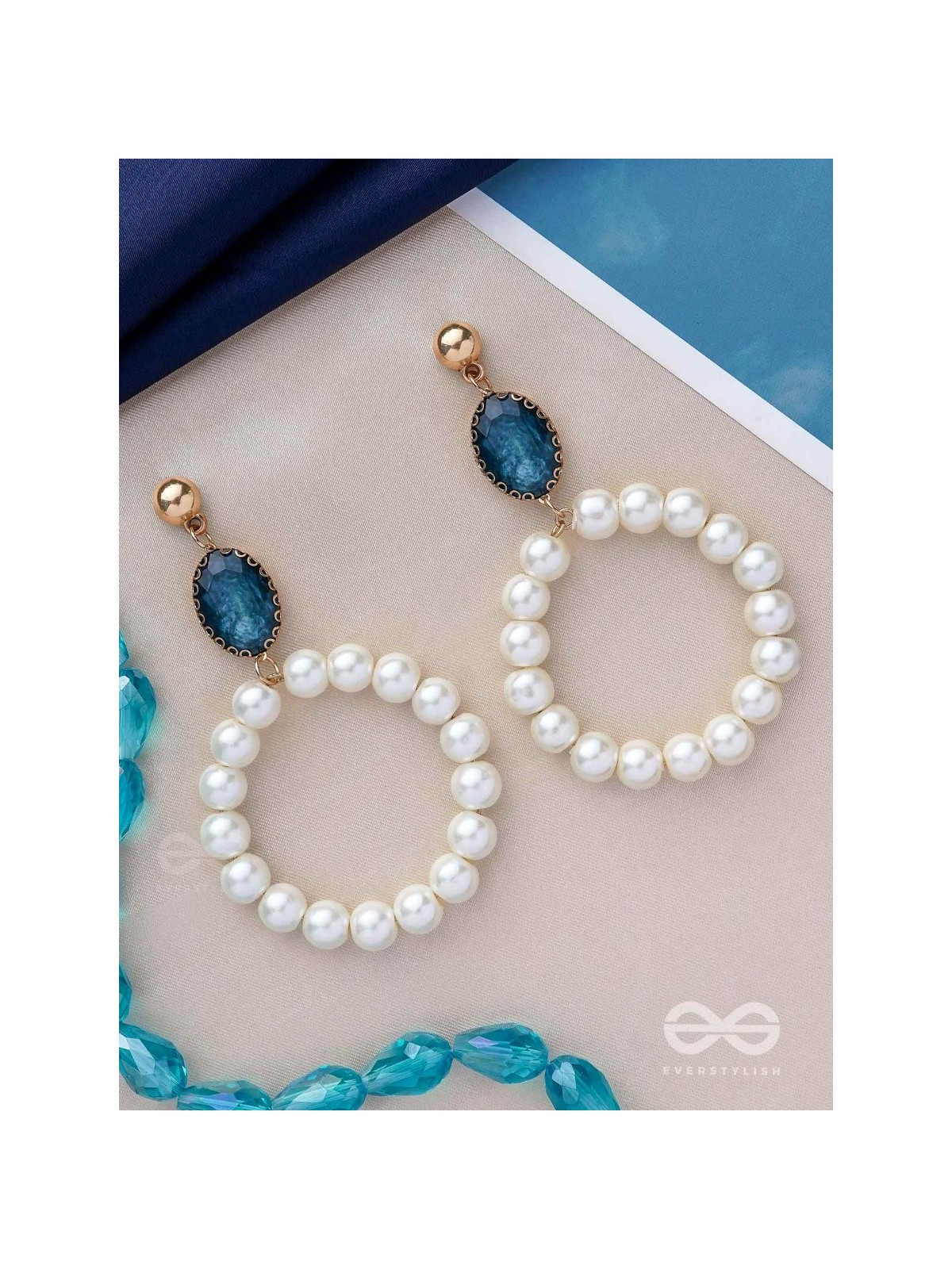 The Misty Moon- Golden Pearl Earrings