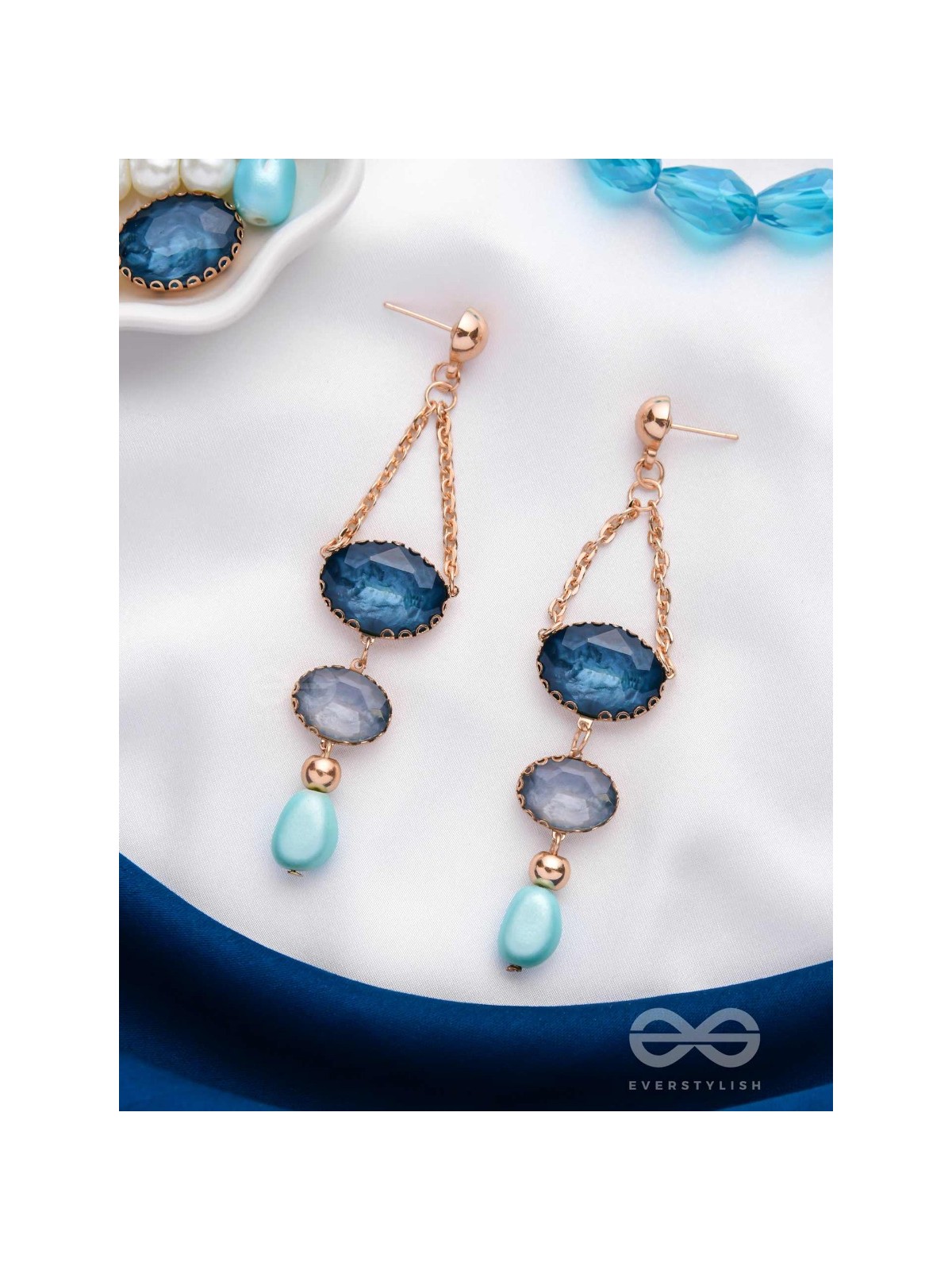 The Midnight Mirage- Golden Embellished Earrings