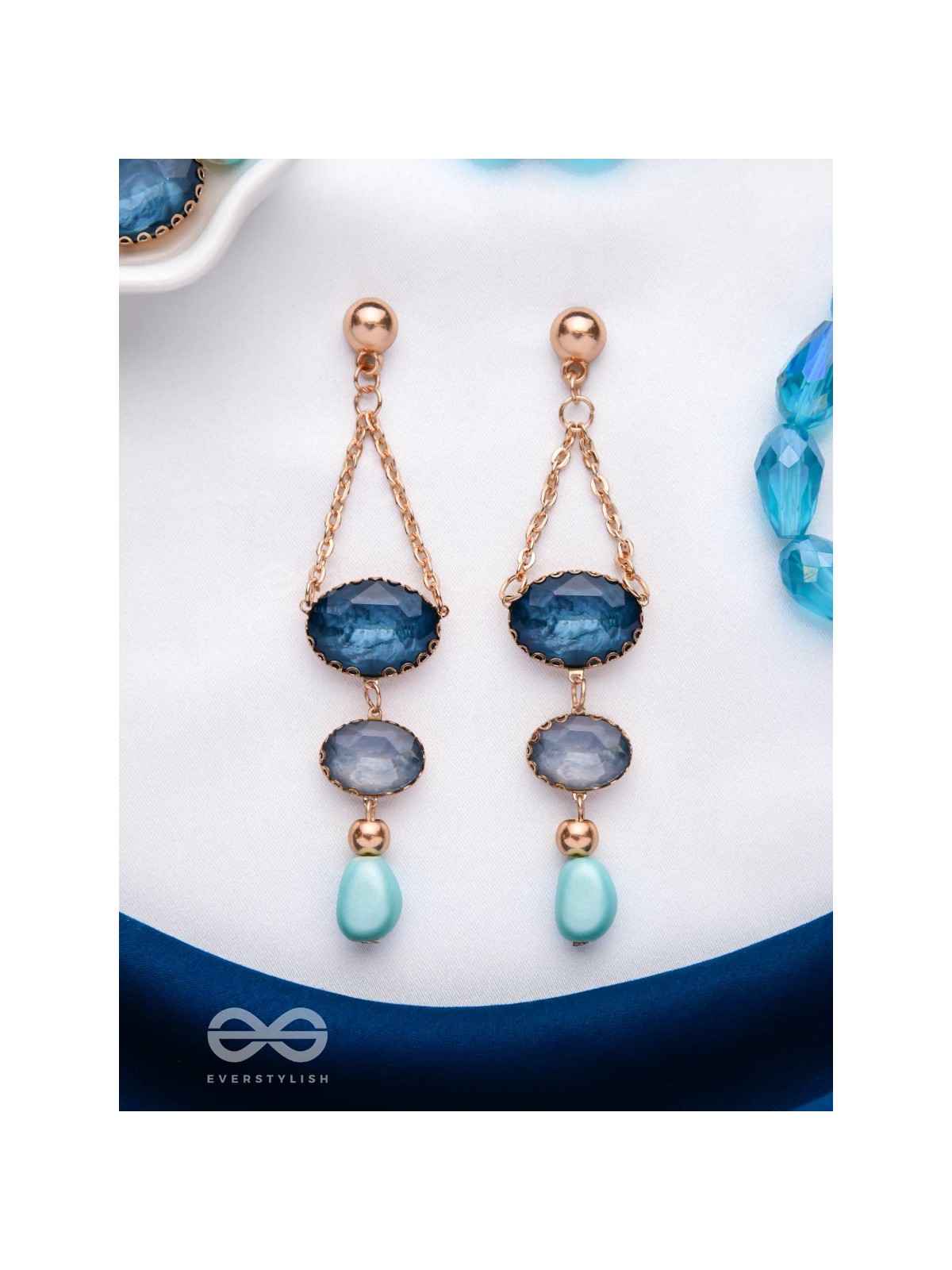 The Midnight Mirage- Golden Embellished Earrings