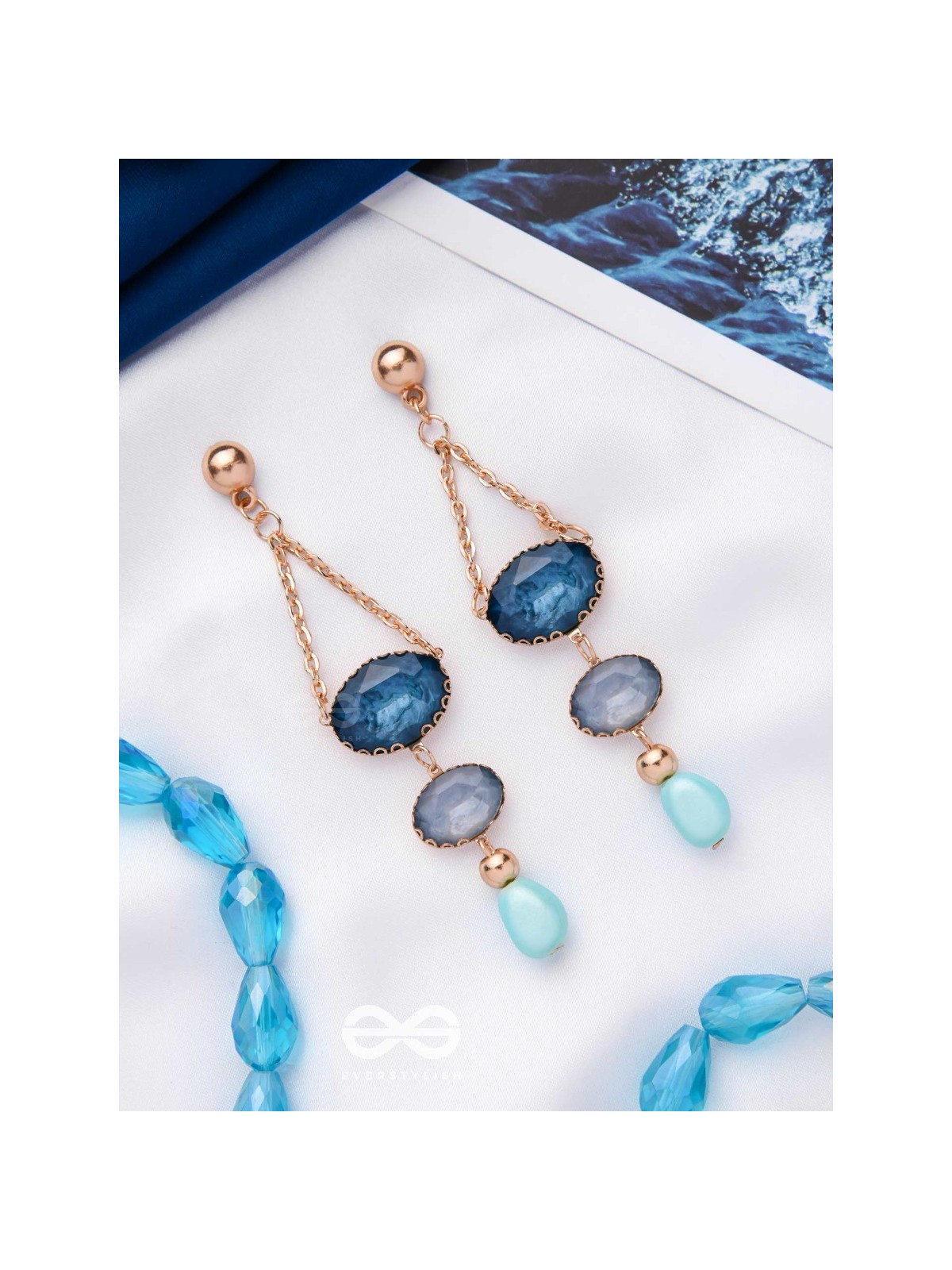 The Midnight Mirage- Golden Embellished Earrings