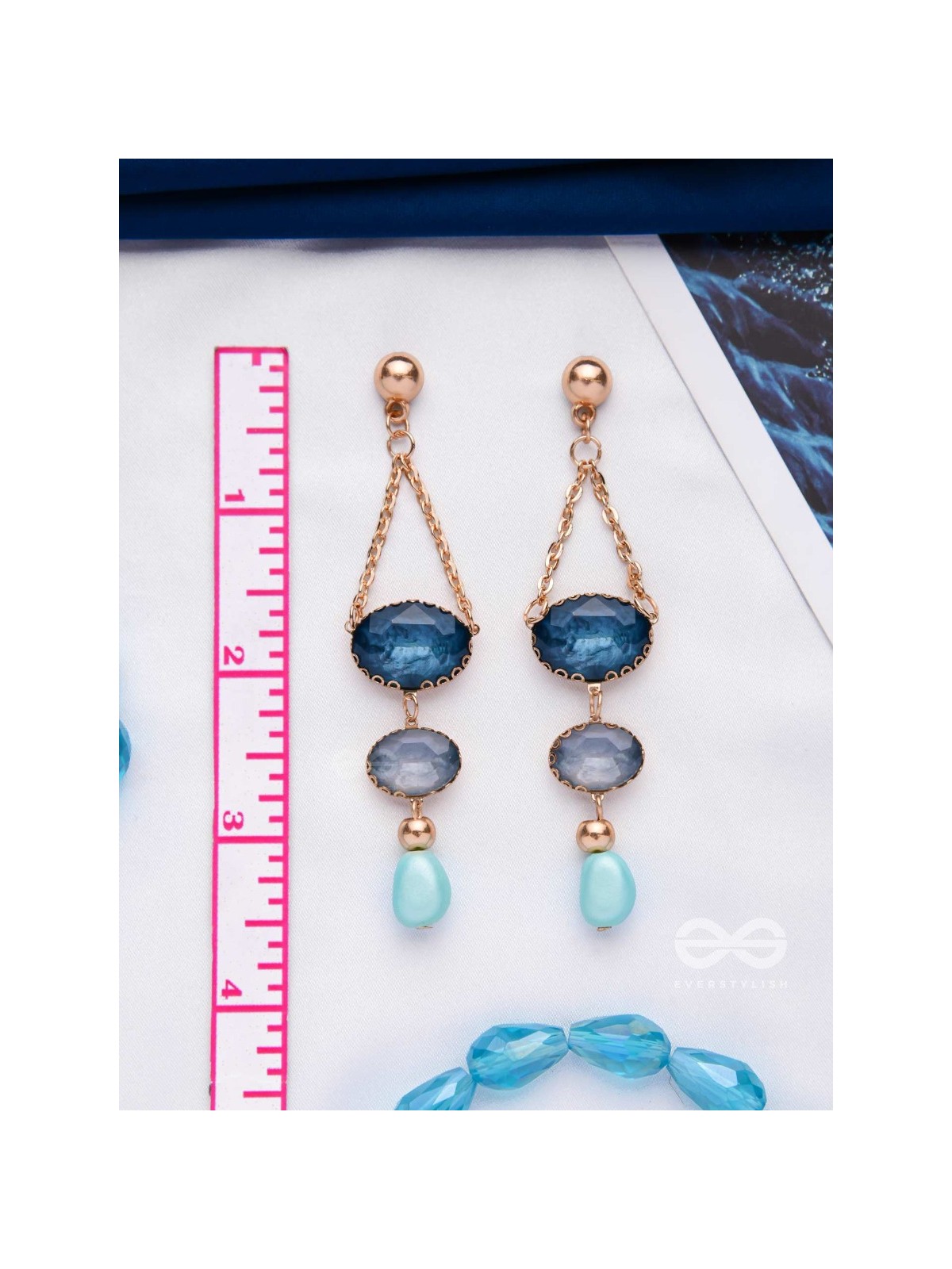 The Midnight Mirage- Golden Embellished Earrings