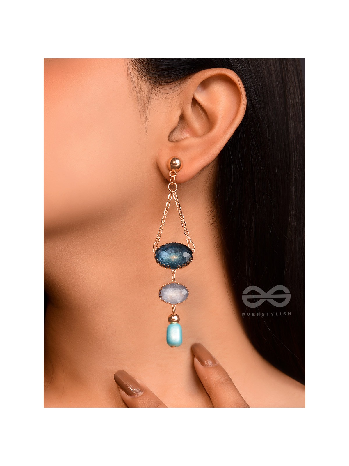 The Midnight Mirage- Golden Embellished Earrings