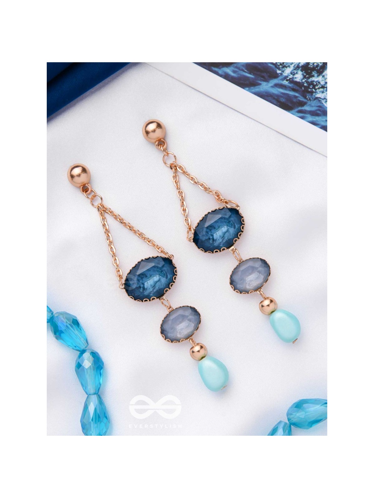 The Midnight Mirage- Golden Embellished Earrings