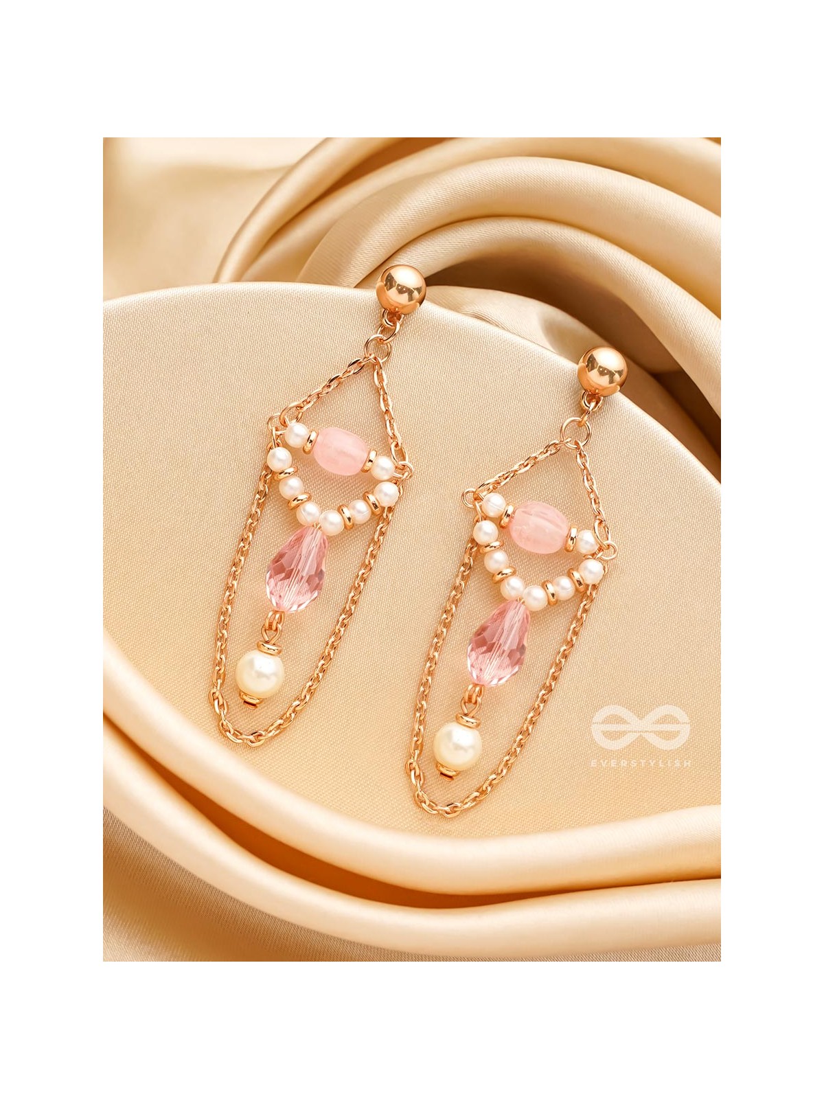 The Strawberry Swing- Golden Pearl Earrings