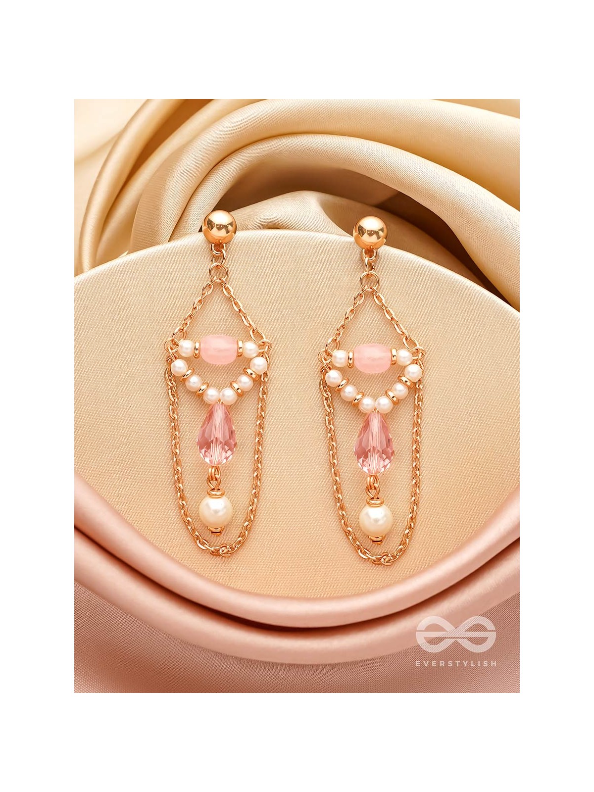 The Strawberry Swing- Golden Pearl Earrings