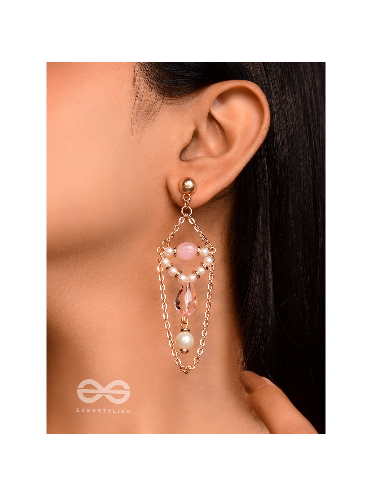 The Strawberry Swing- Golden Pearl Earrings