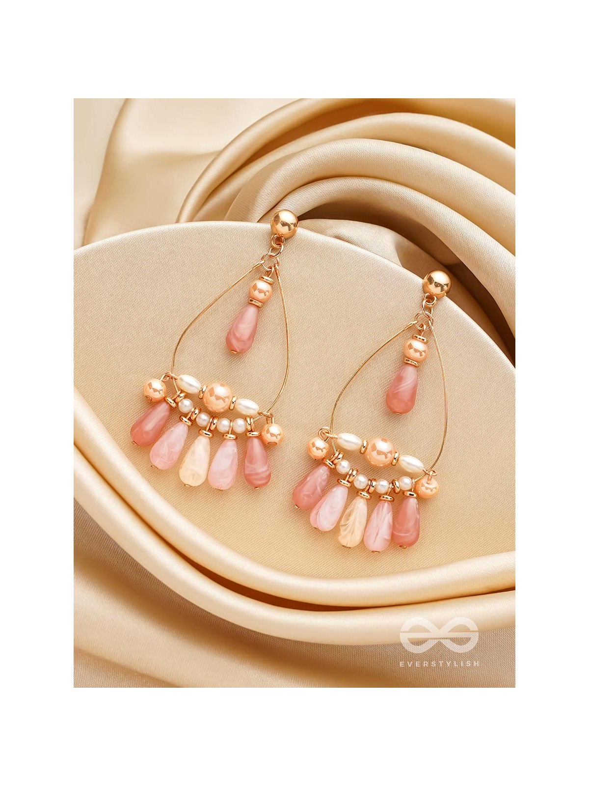 The Rose Shower- Golden Embellished Earrings