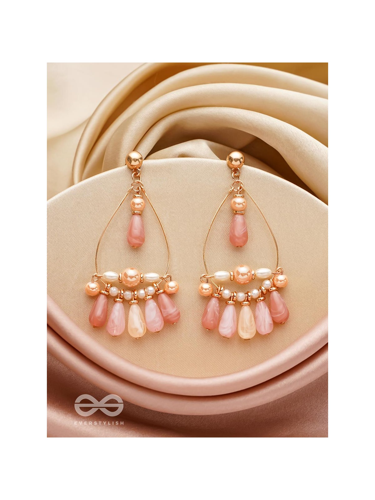 The Rose Shower- Golden Embellished Earrings