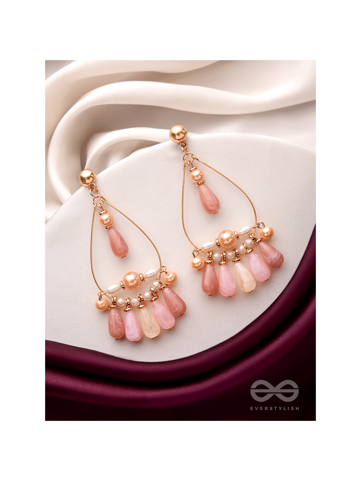 The Rose Shower- Golden Embellished Earrings