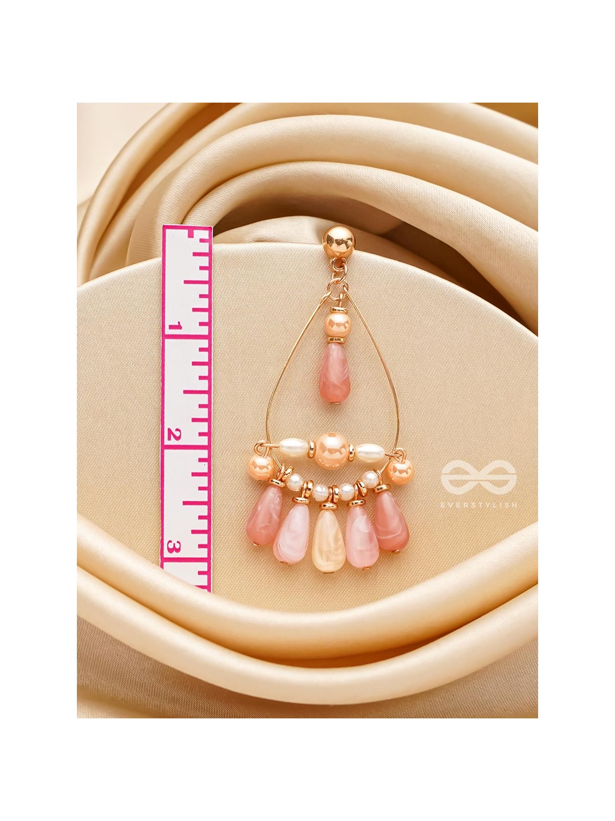 The Rose Shower- Golden Embellished Earrings