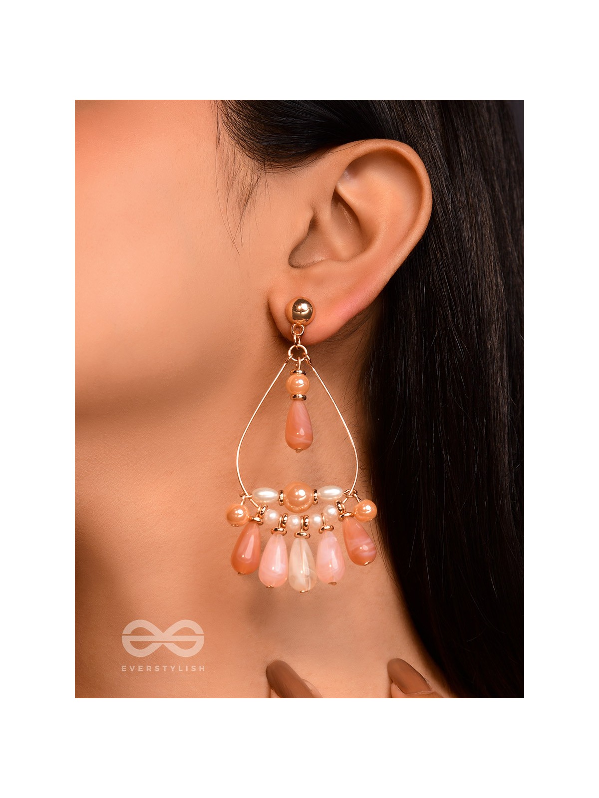 The Rose Shower- Golden Embellished Earrings