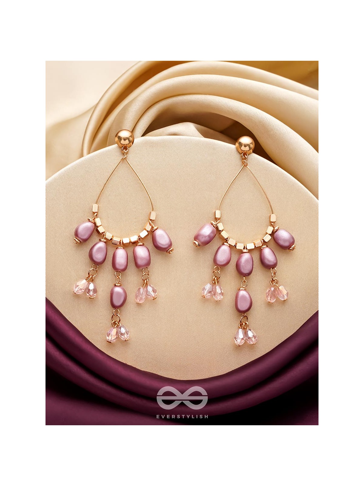 The Violet Mist- Golden Embellished Earrings
