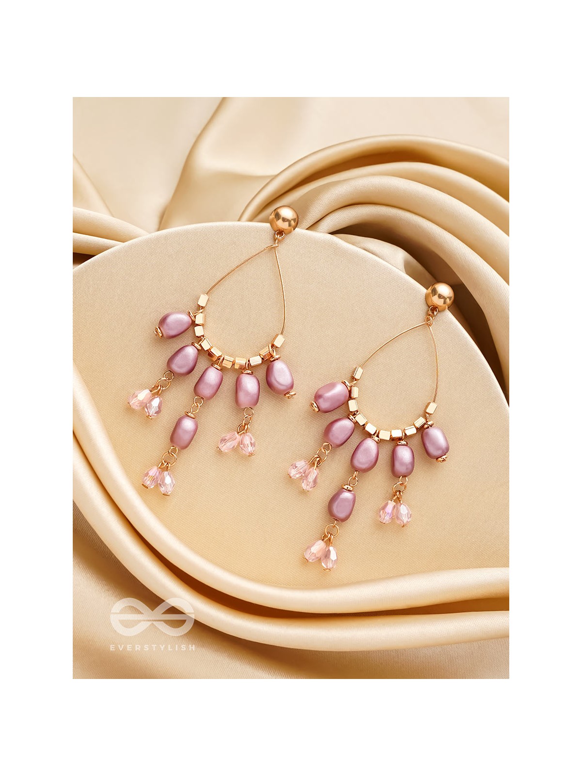 The Violet Mist- Golden Embellished Earrings