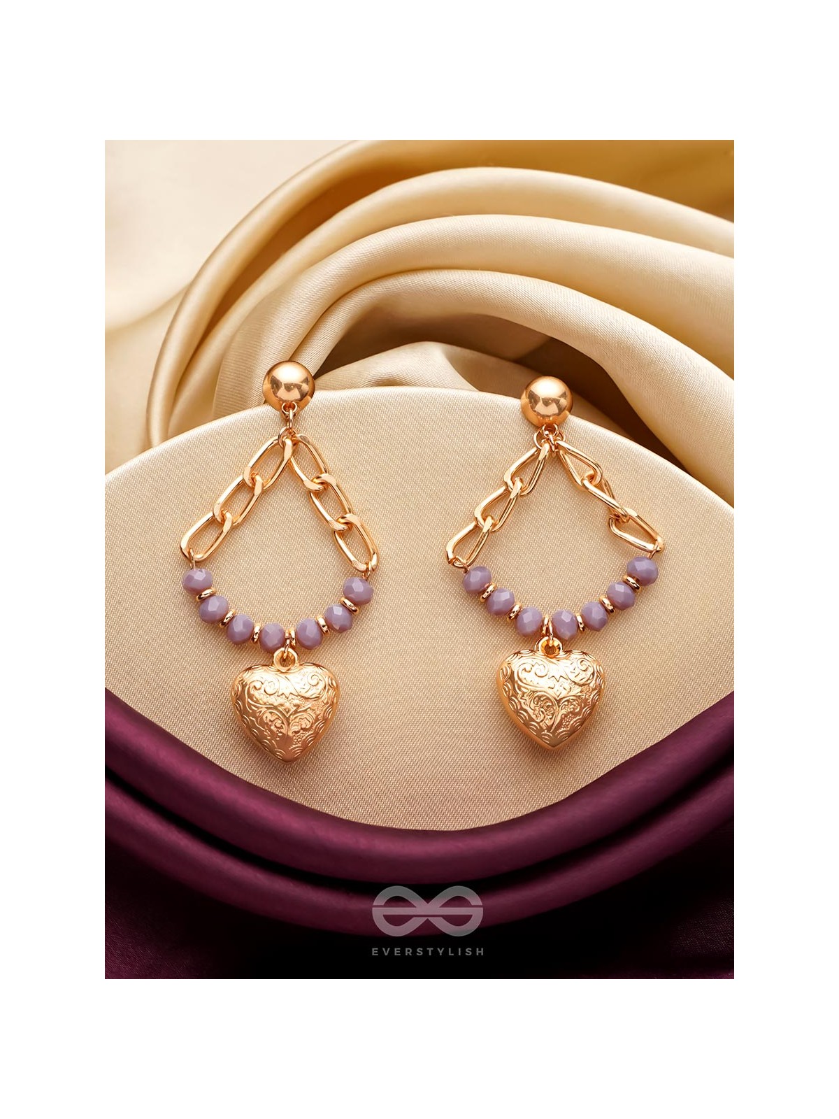 The Lilac Love- Golden Embellished Earrings