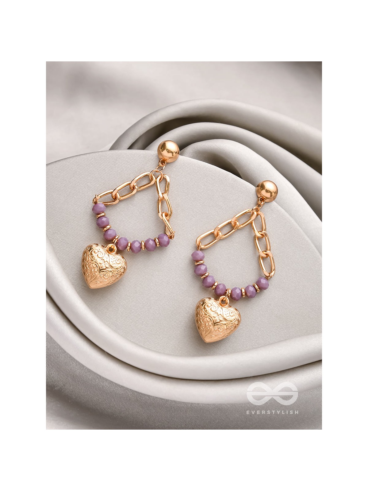 The Lilac Love- Golden Embellished Earrings