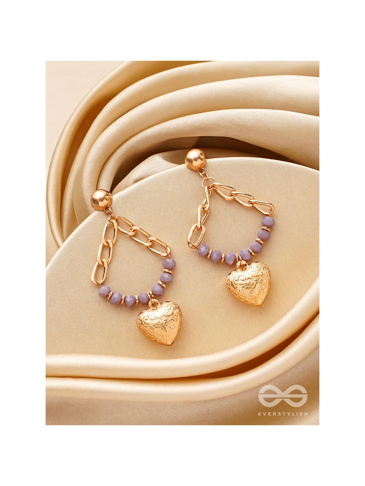 The Lilac Love- Golden Embellished Earrings