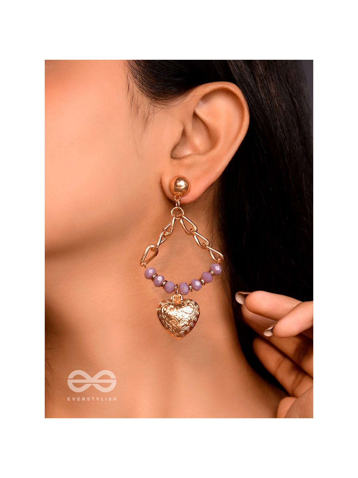 The Lilac Love- Golden Embellished Earrings