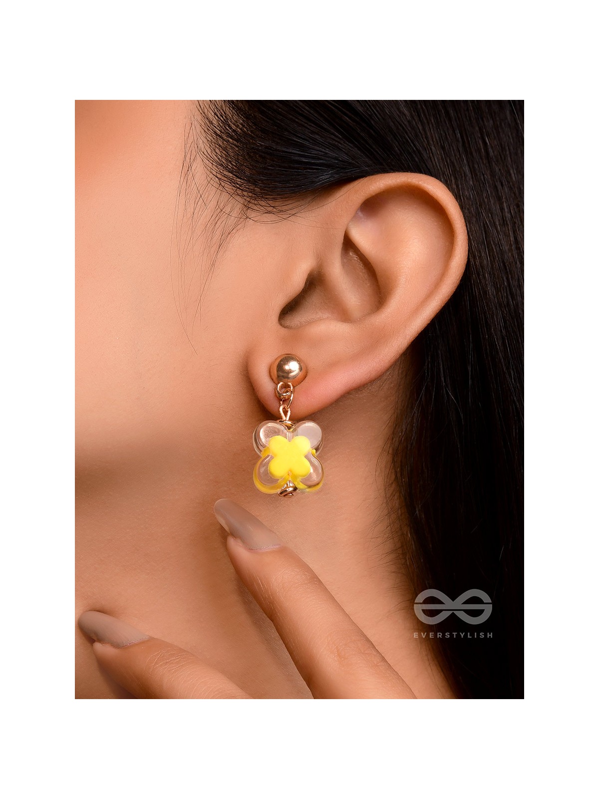 The Canary Bloom- Golden Enamelled Earrings