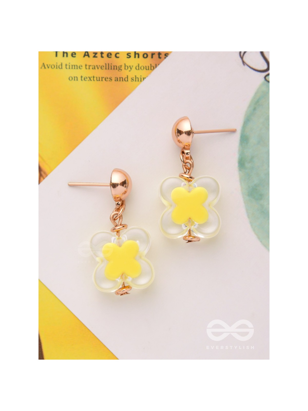The Canary Bloom- Golden Enamelled Earrings