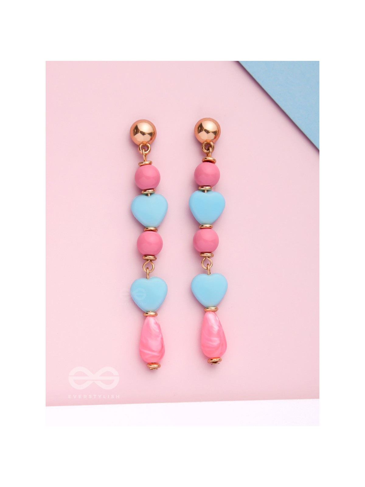 Tug at Heartstrings- Golden Embellished Earrings