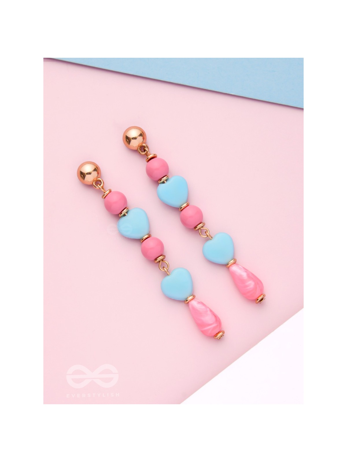 Tug at Heartstrings- Golden Embellished Earrings