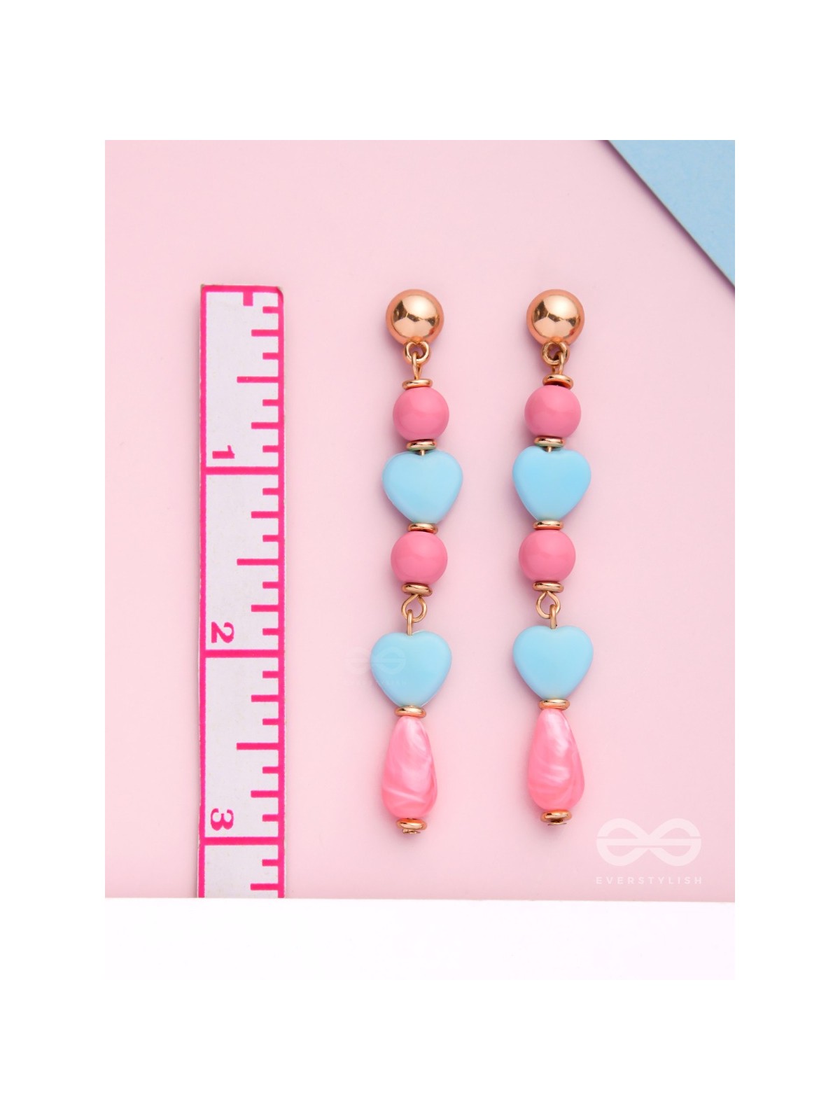 Tug at Heartstrings- Golden Embellished Earrings