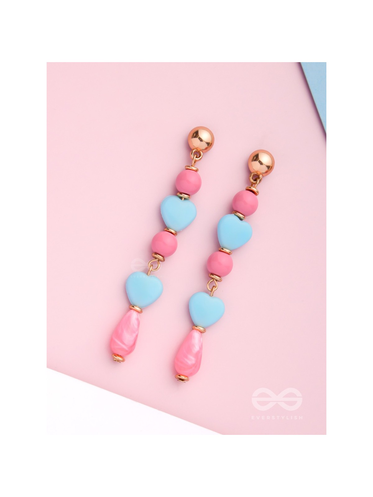 Tug at Heartstrings- Golden Embellished Earrings