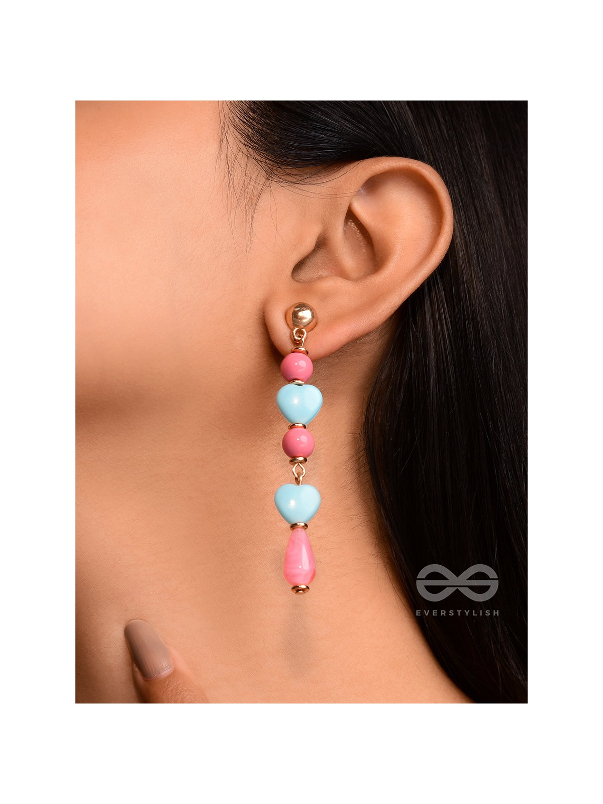 Tug at Heartstrings- Golden Embellished Earrings