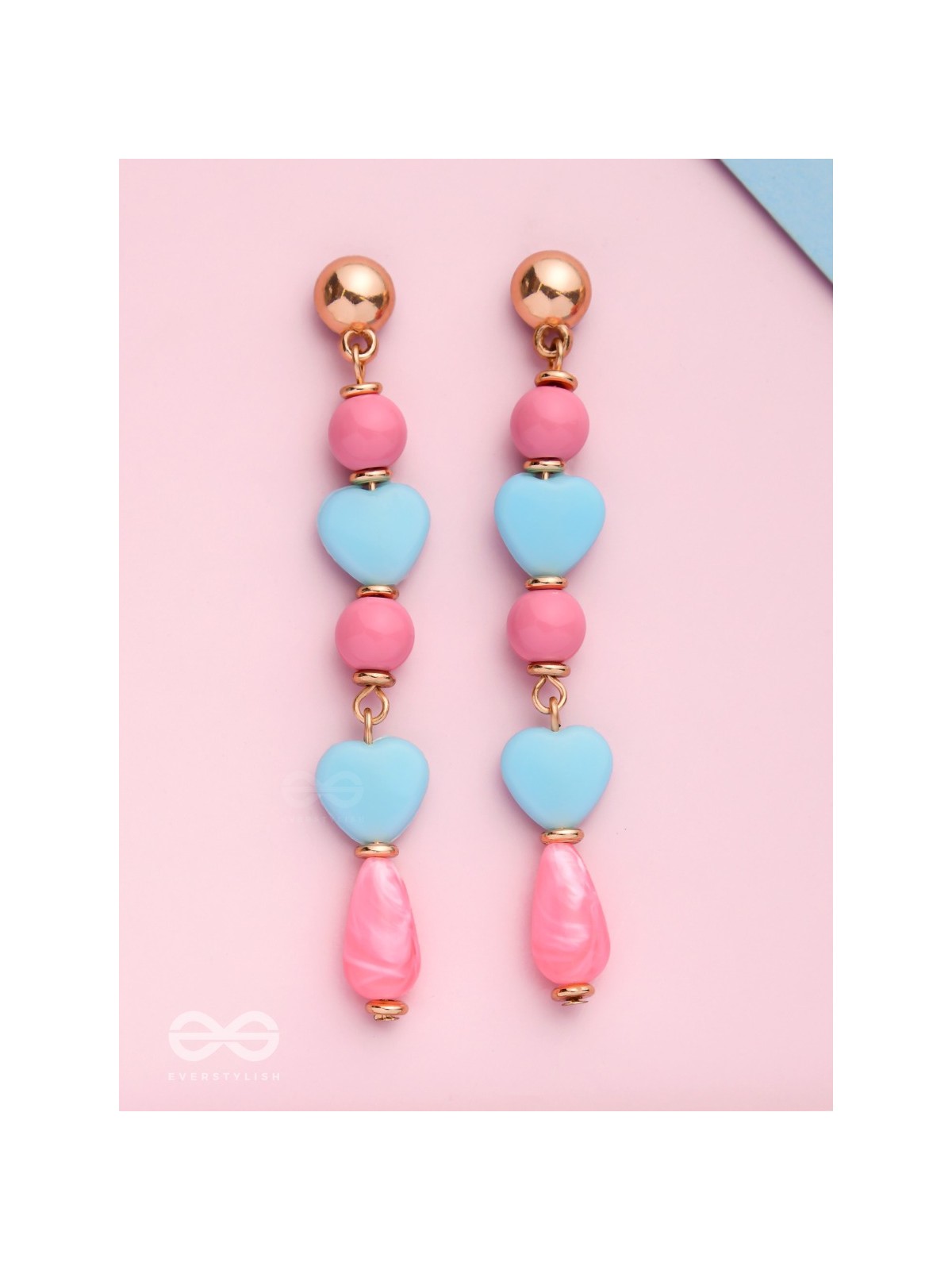 Tug at Heartstrings- Golden Embellished Earrings