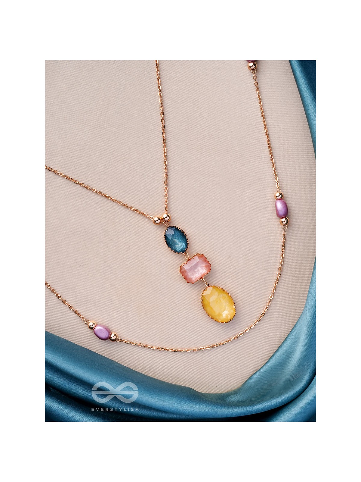 The Cosmic Cluster- Golden Embellished Layered Necklace With Anti-Tarnish Coating 