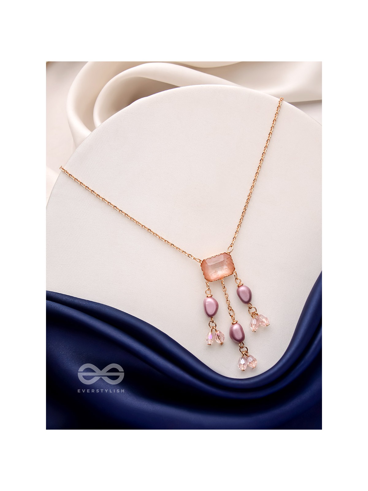The Lavender Hues- Golden Embellished Necklace With Anti-Tarnish Coating 