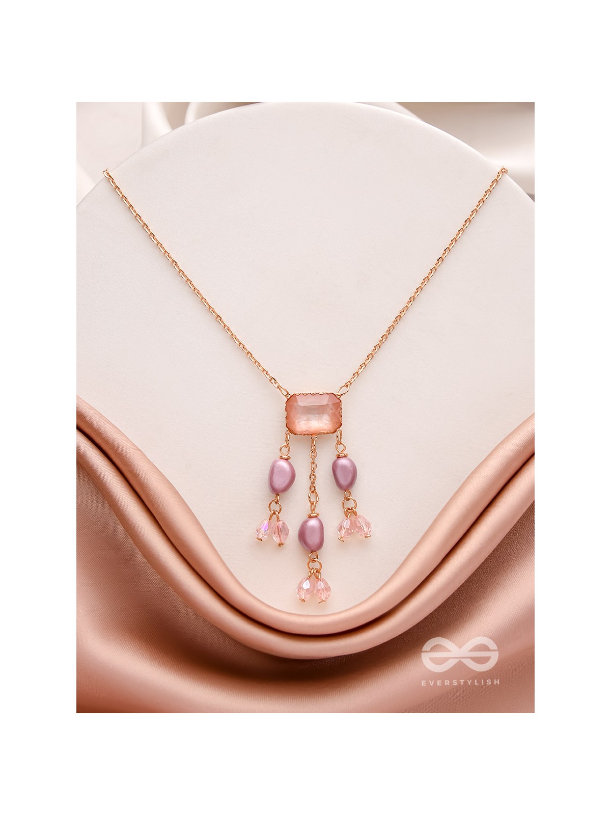 The Lavender Hues- Golden Embellished Necklace With Anti-Tarnish Coating 