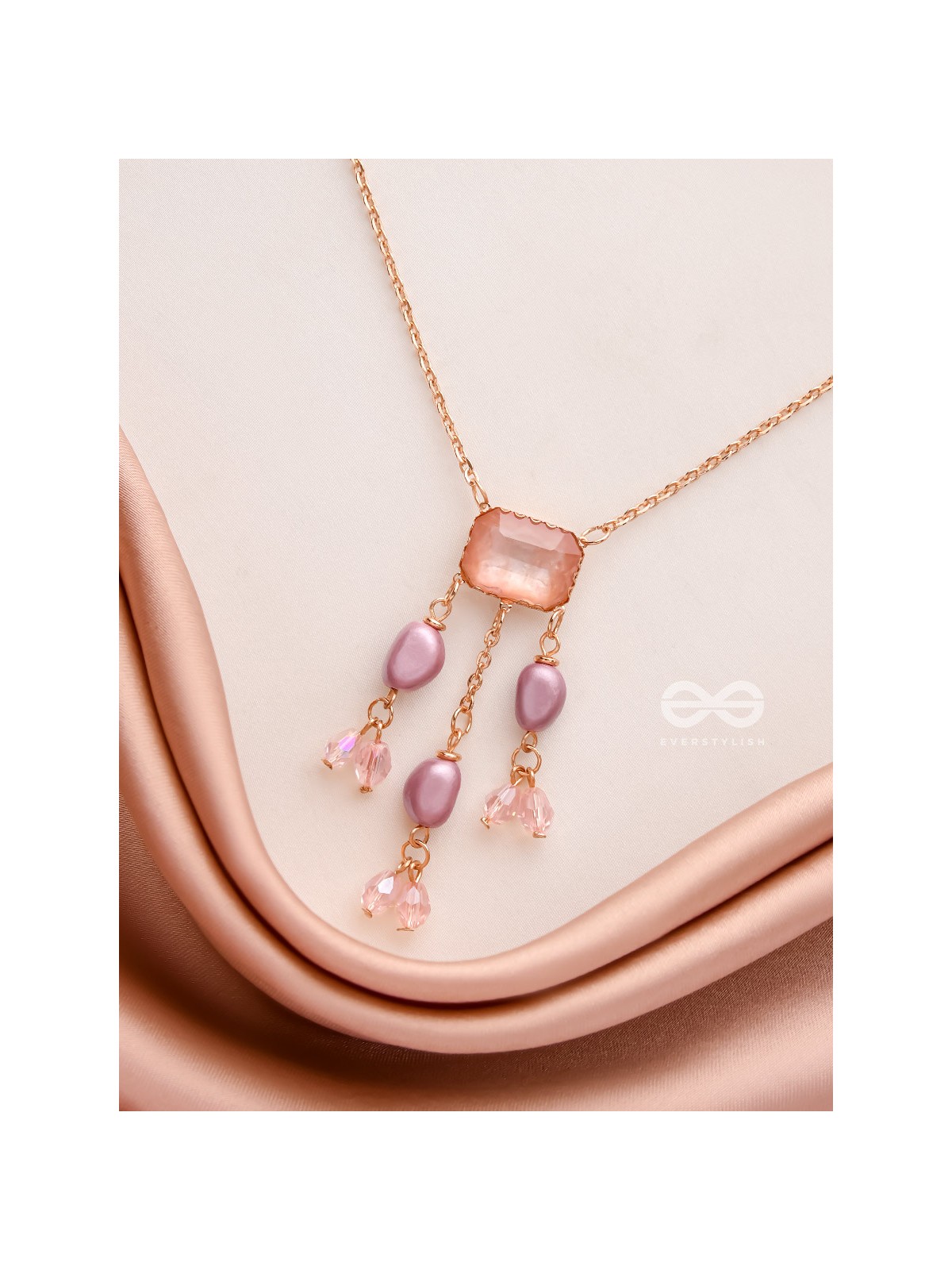 The Lavender Hues- Golden Embellished Necklace With Anti-Tarnish Coating 