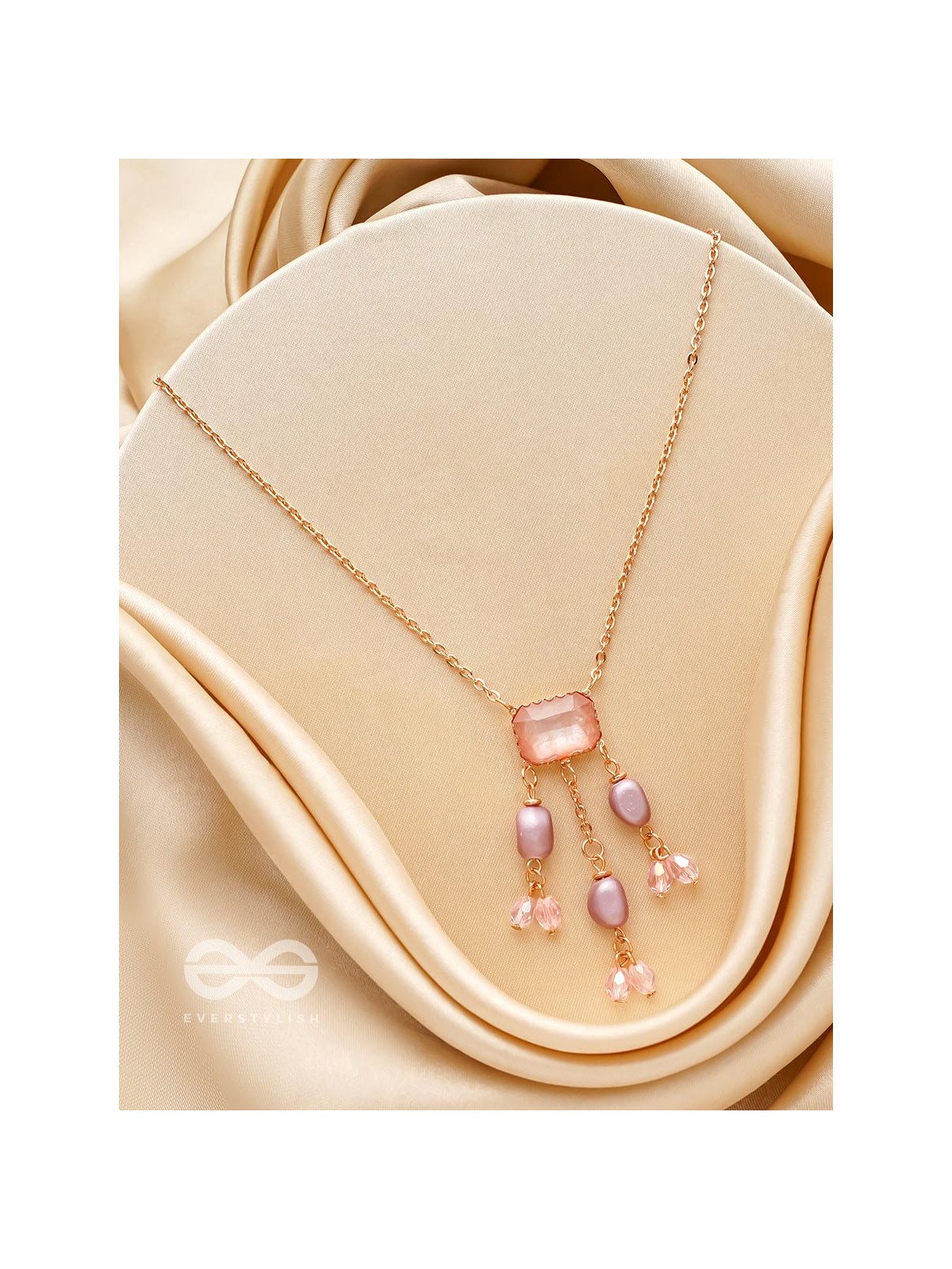 The Lavender Hues- Golden Embellished Necklace With Anti-Tarnish Coating 