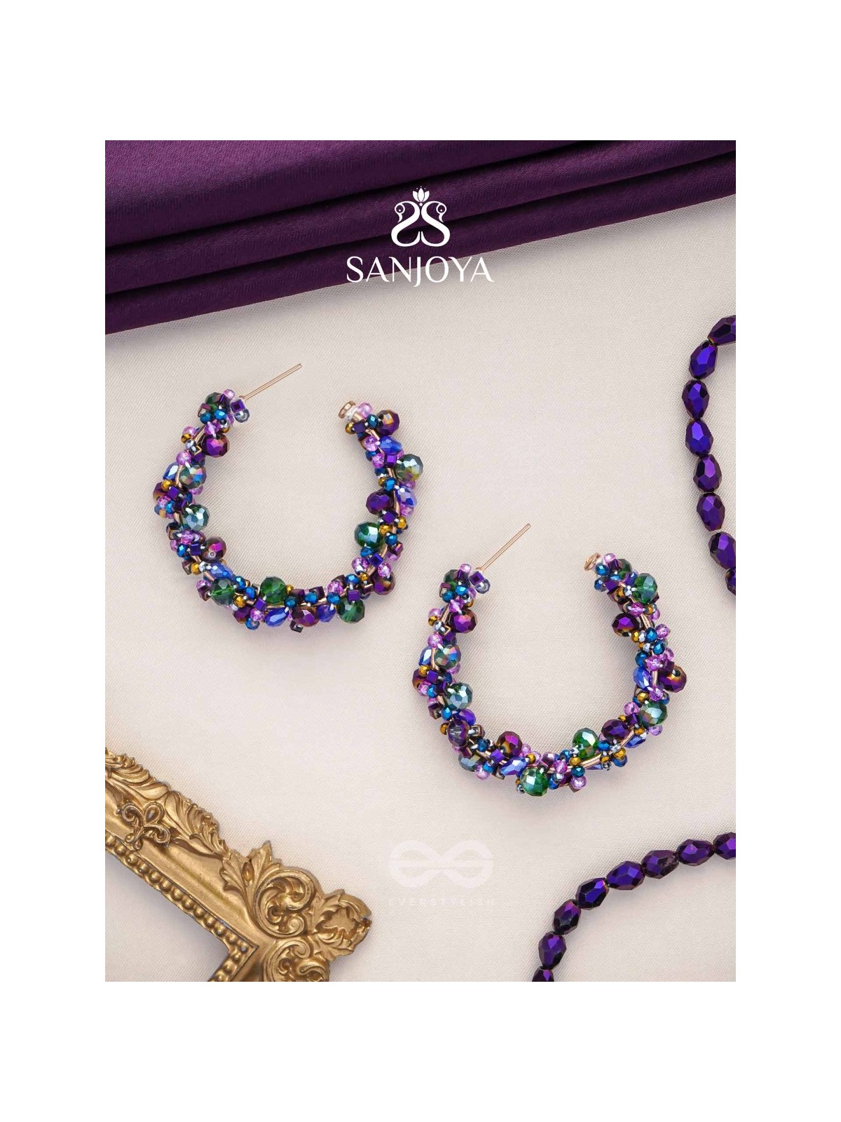 Aarksha- The Radiant Constellation- Glass Beads Embroidered Earrings