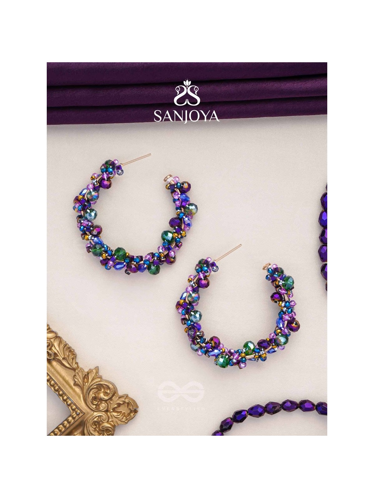 Aarksha- The Radiant Constellation- Glass Beads Embroidered Earrings