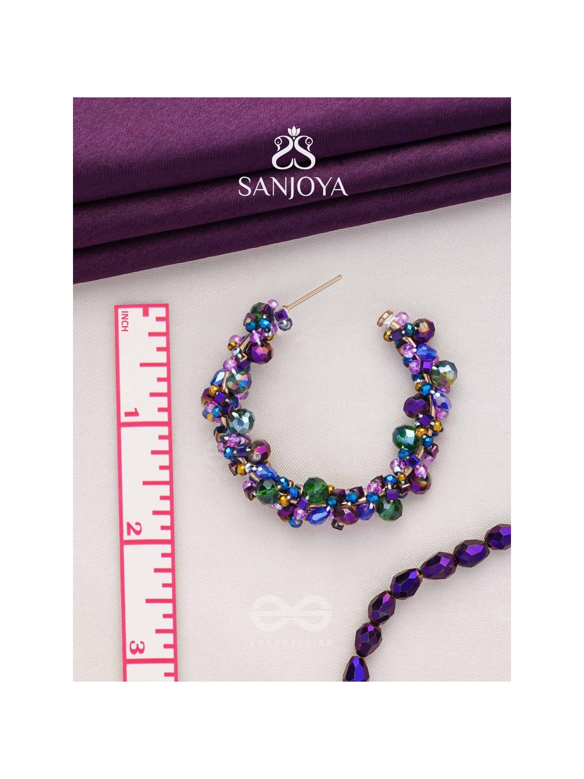 Aarksha- The Radiant Constellation- Glass Beads Embroidered Earrings