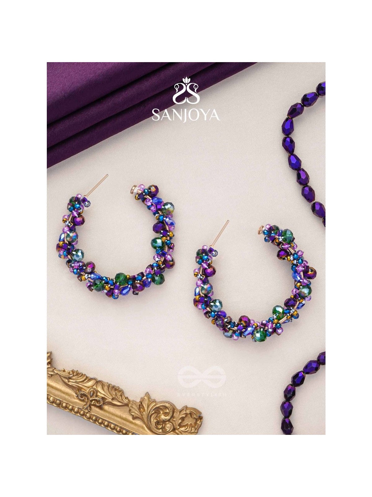 Aarksha- The Radiant Constellation- Glass Beads Embroidered Earrings